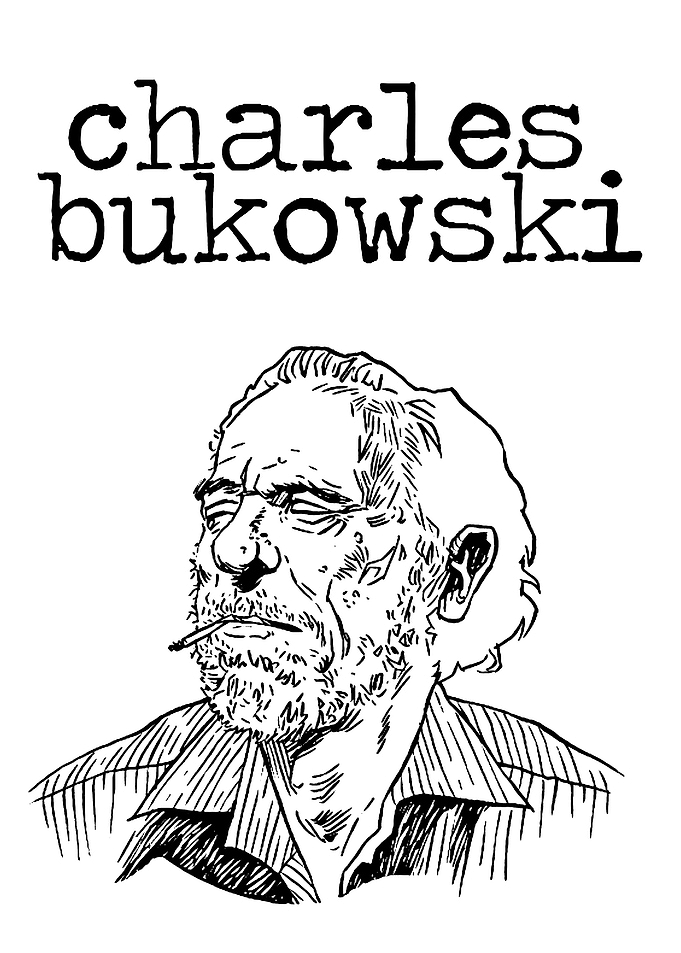 Charles Bukowski Portrait Line Art