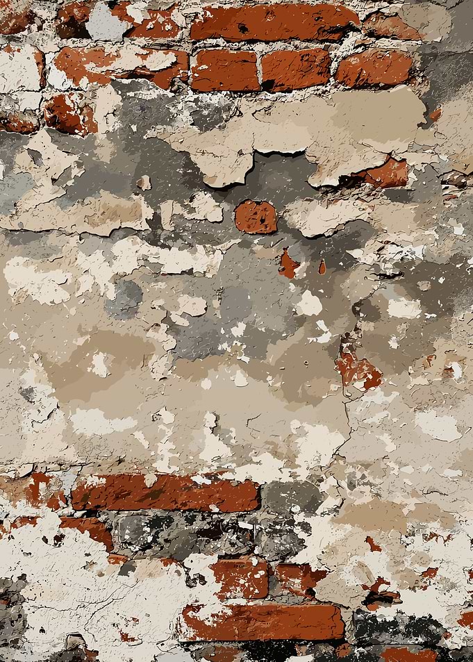 Weathered Brick and Plaster Wall