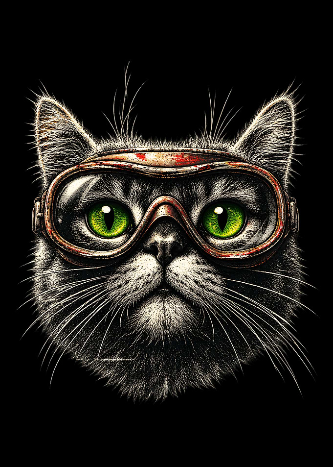 Steampunk Cat with Vintage Goggles