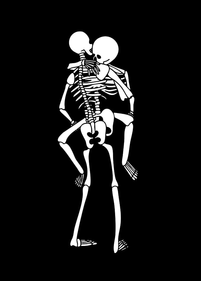 Two Skeletons Embracing