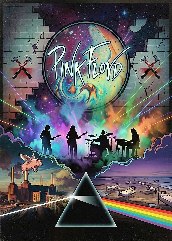 Pink Floyd Iconic Album Art Collage