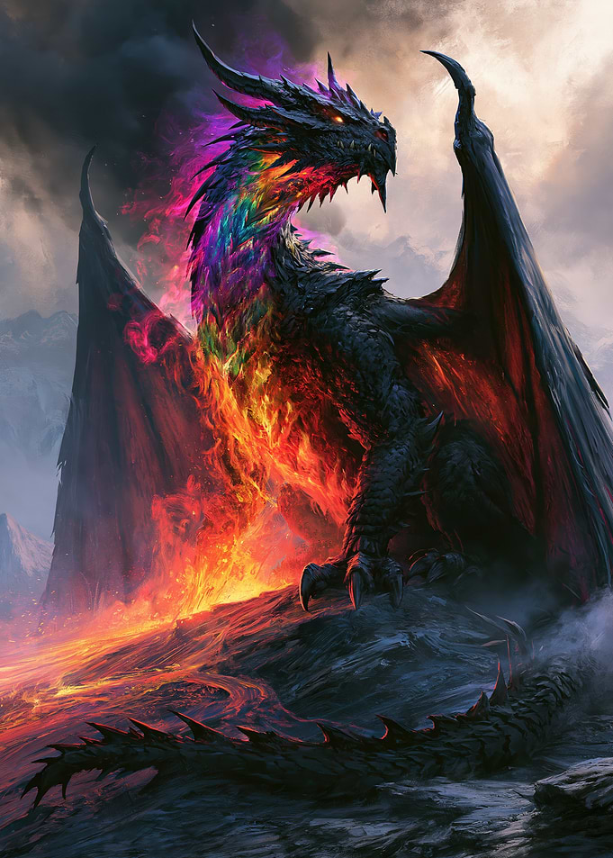 Majestic Rainbow Fire Dragon