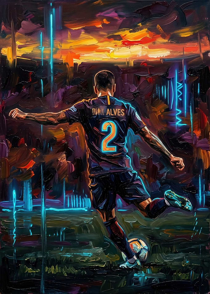 Dani Alves Soccer Player Oil Painting