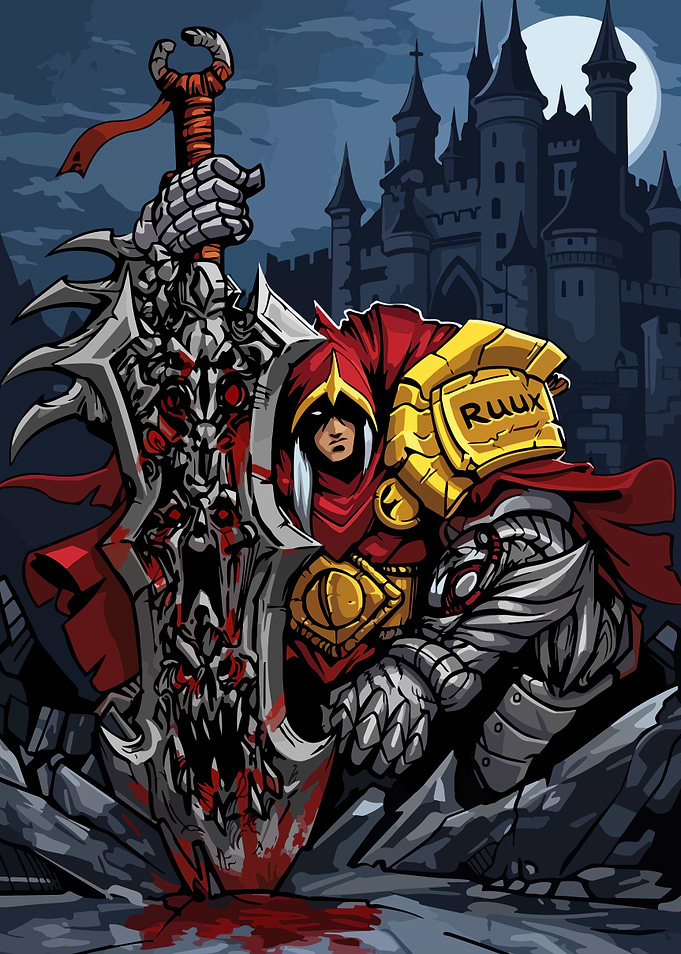 Dark Fantasy Warrior with Skull Sword