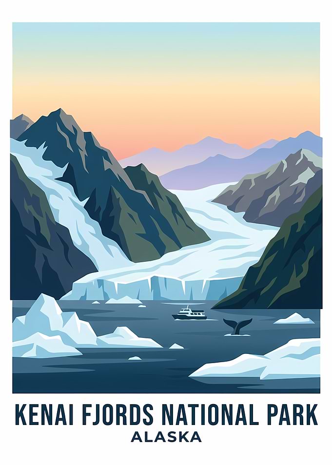 Kenai Fjords National Park Travel Poster