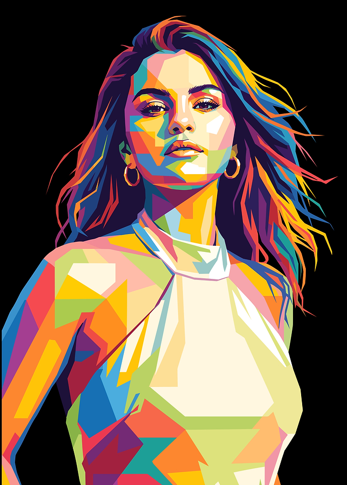 Colorful WPAP Portrait of Selena Gomez