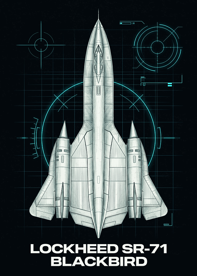 Lockheed SR-71 Blackbird Blueprint Poster