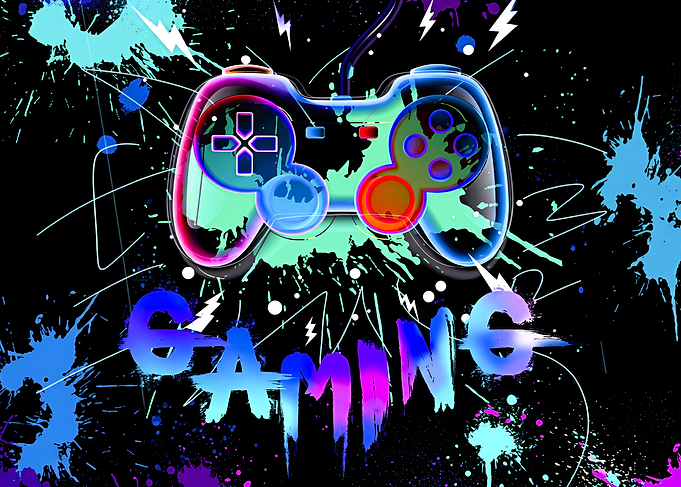Neon Gaming Controller Splash Art
