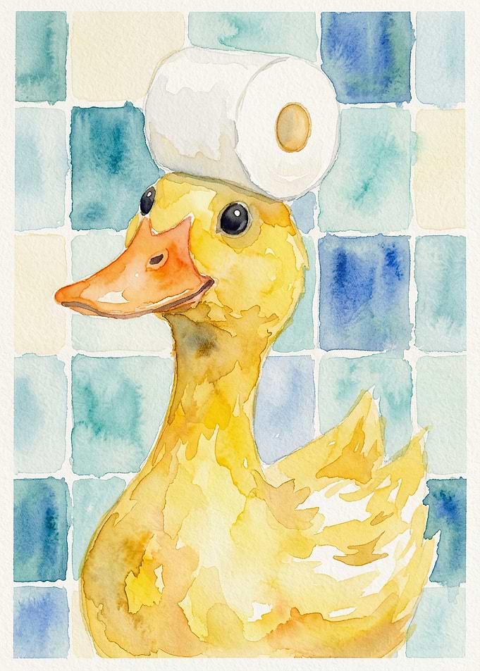 Watercolor Duck with Toilet Paper