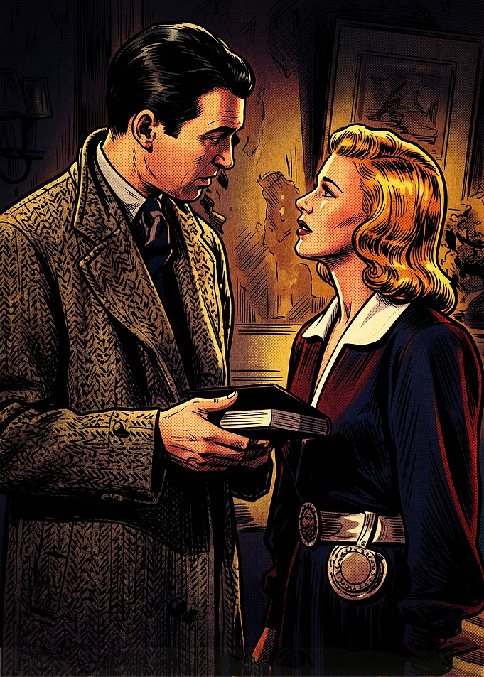 Classic Noir Film Couple Illustration