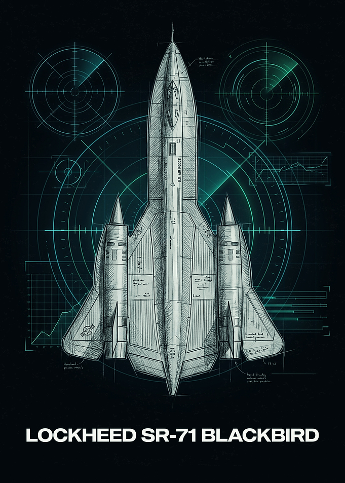 Lockheed SR-71 Blackbird Blueprint Poster