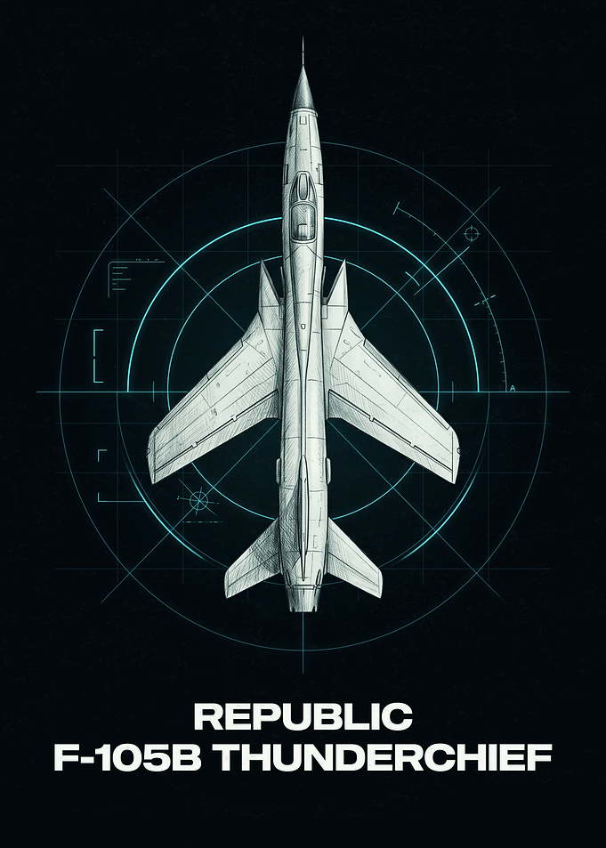 Republic F-105B Thunderchief Blueprint Poster
