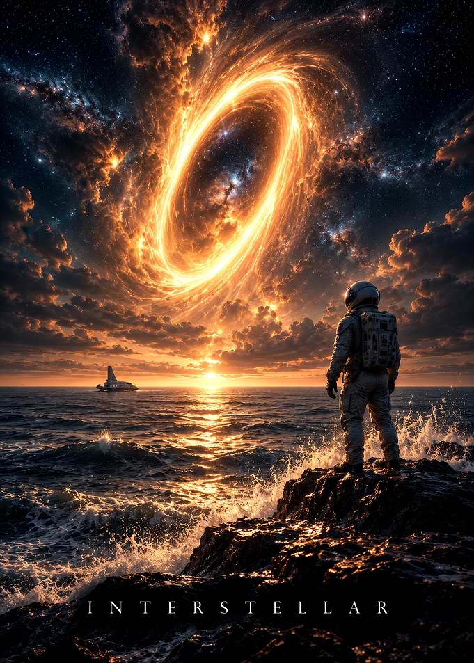 Interstellar Astronaut Overlooking Cosmic Ocean
