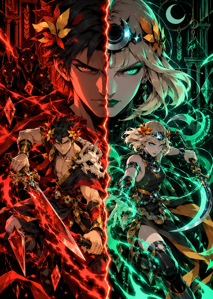 Hades and Melinoe Dual Character Art