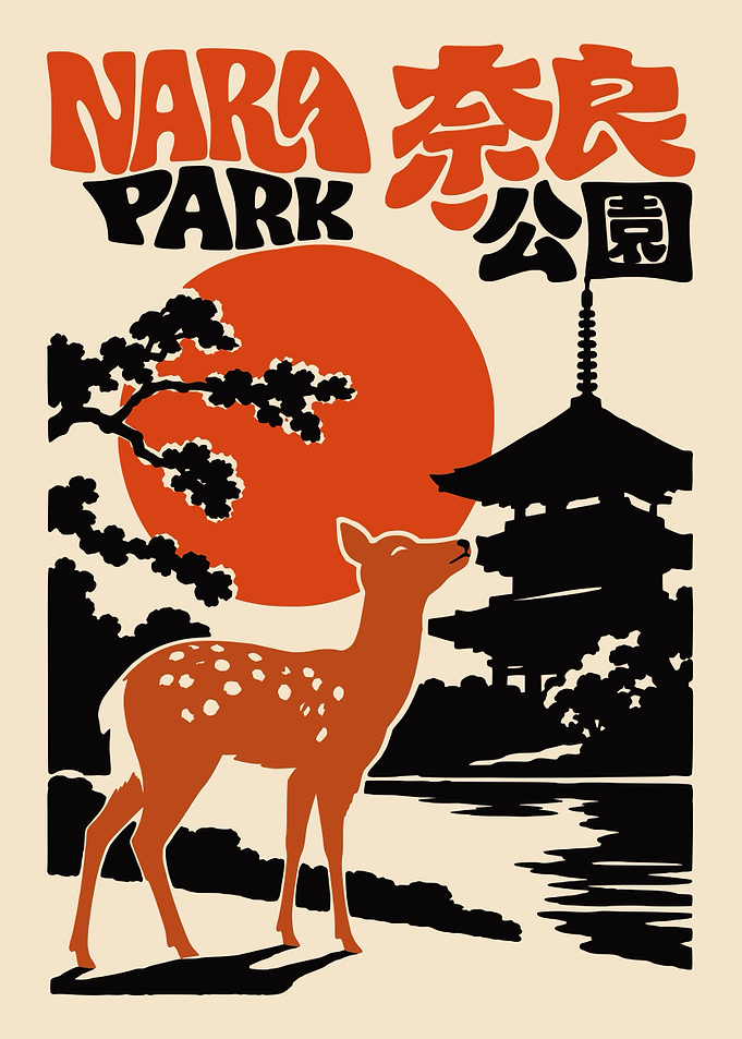 Nara Park Vintage Travel Poster