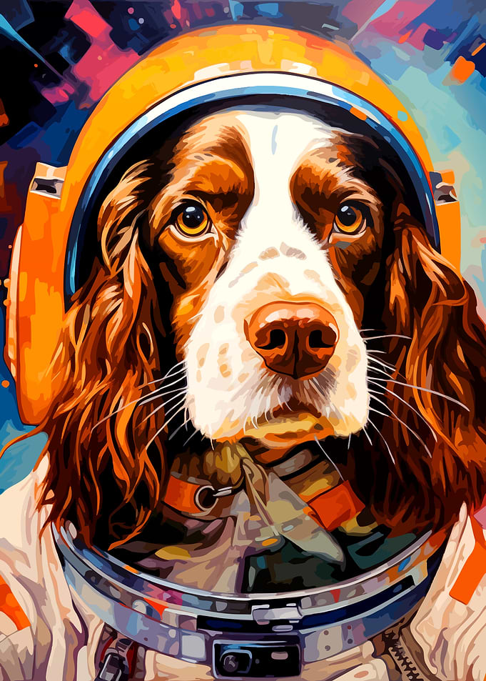 Astronaut Spaniel Dog Portrait
