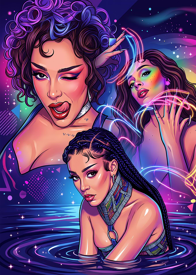 Doja Cat Neon Pop Art Portrait
