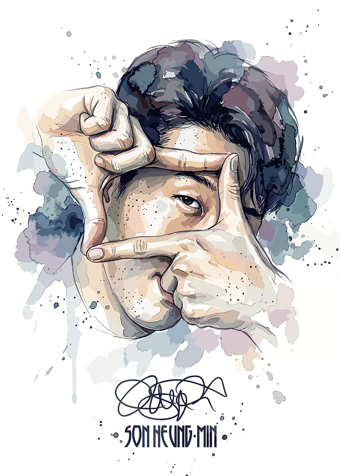 Son Heung-min Watercolor Portrait