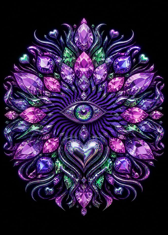 Iridescent Mandala of Jeweled Petals