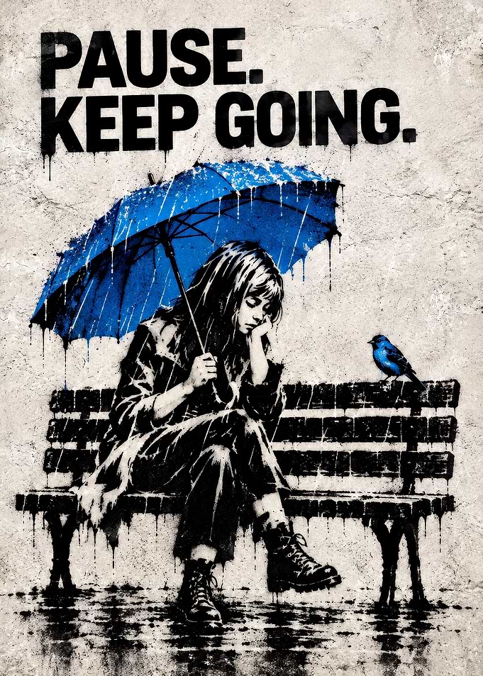 Pause Keep Going Street Art Poster
