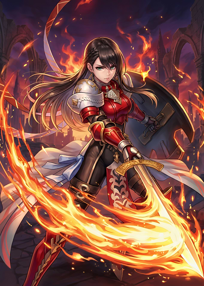 Female Warrior with Flaming Sword