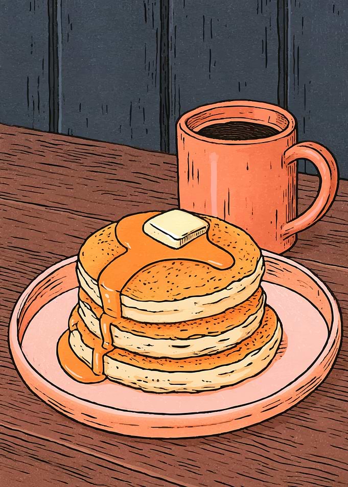 Stack of Pancakes with Coffee