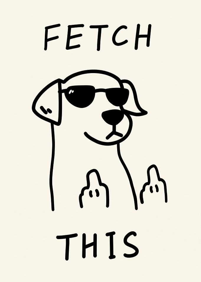 Fetch This Funny Dog Middle Finger Art