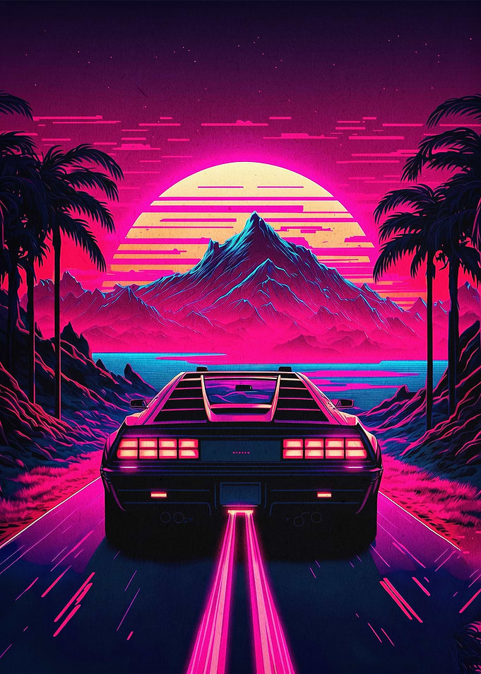 Retro Car Synthwave Poster