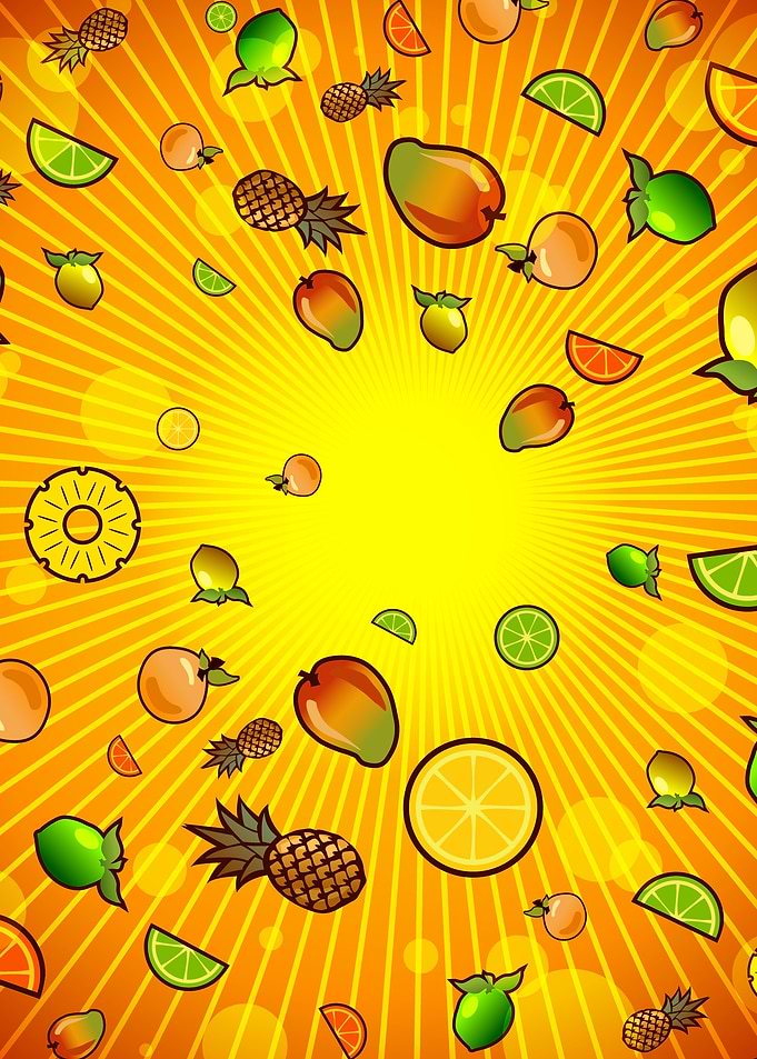 Vibrant Tropical Fruit Burst Background