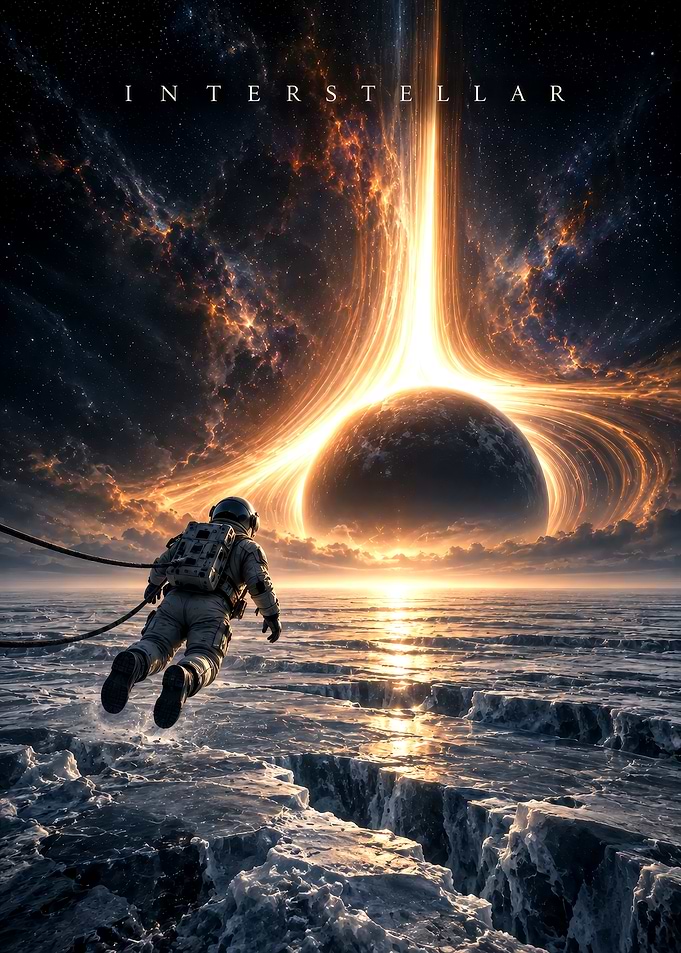 Interstellar Astronaut Near Black Hole