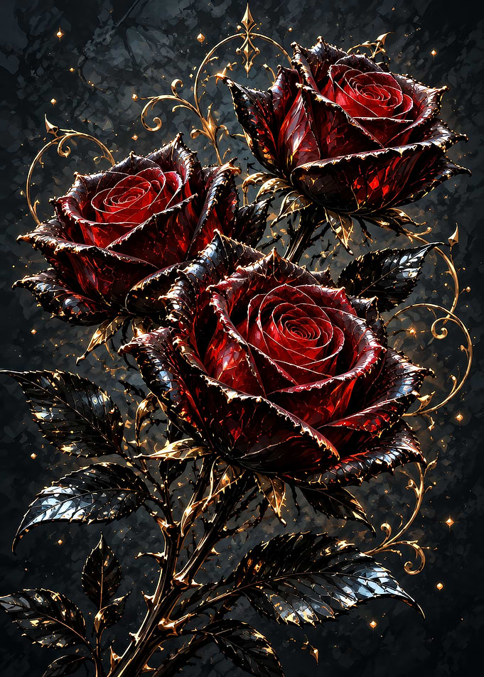 Elegant Dark Red and Gold Roses