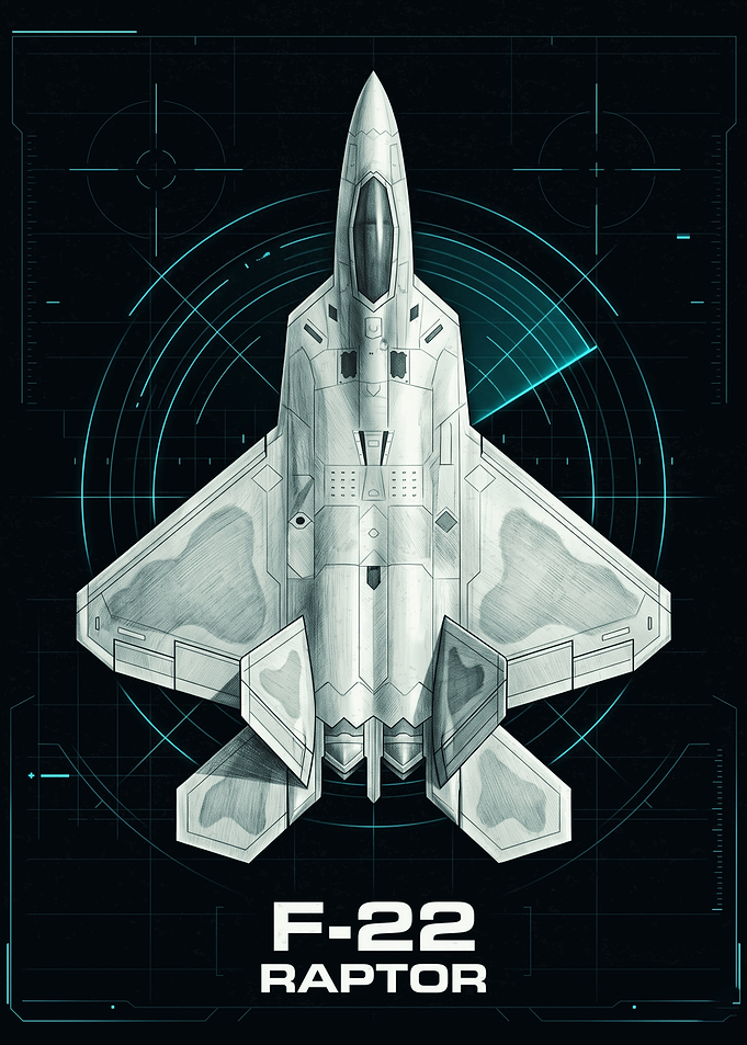 F-22 Raptor Blueprint Poster