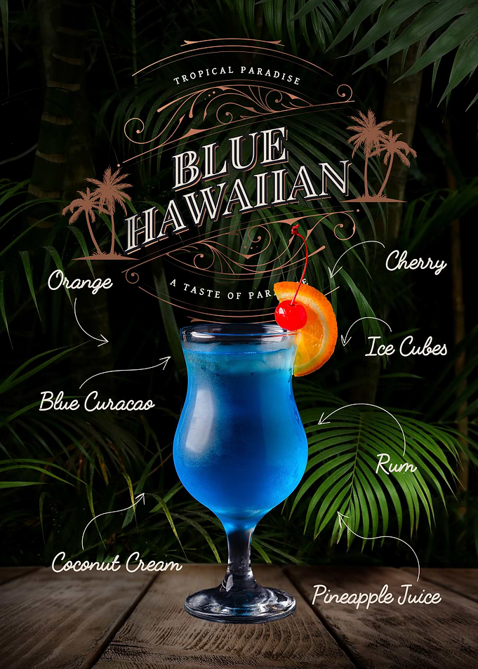 Blue Hawaiian Cocktail Recipe Poster