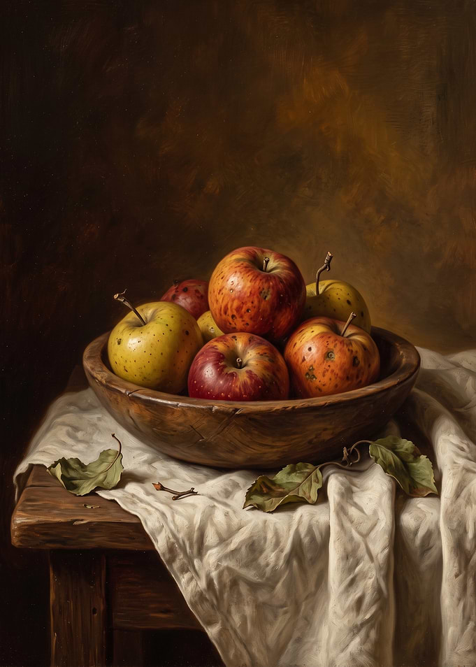 Still Life Painting of Apples