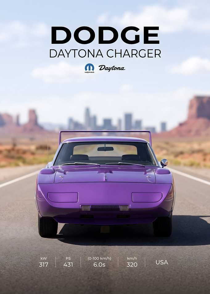 Purple Dodge Daytona Charger Poster