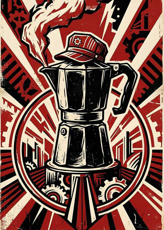Propaganda Style Moka Pot Poster