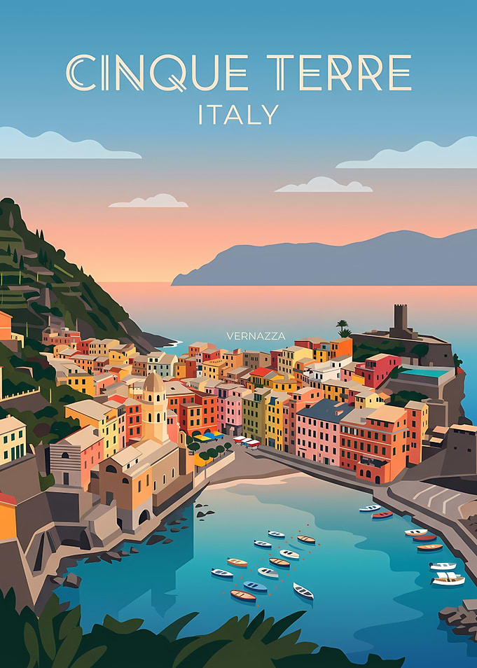 Cinque Terre Italy Travel Poster