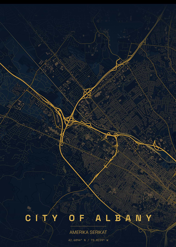 Minimalist Map of Albany New York