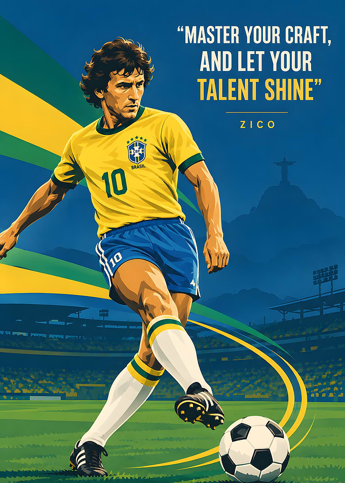 Zico Brazil Soccer Legend Poster