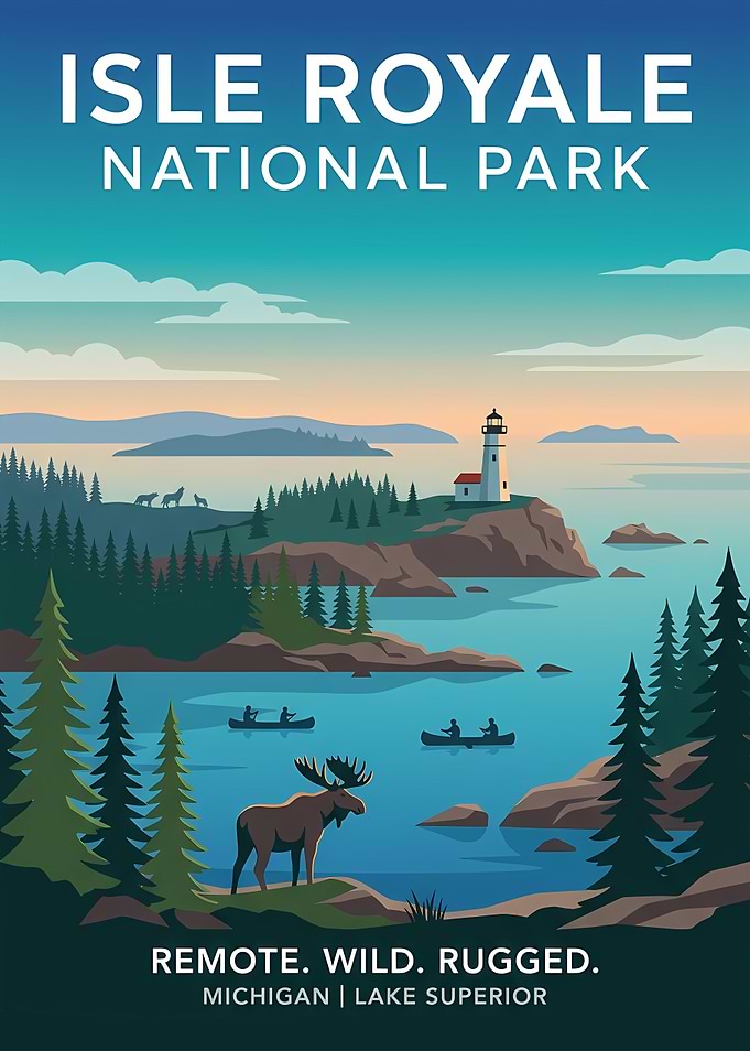 Isle Royale National Park Travel Poster