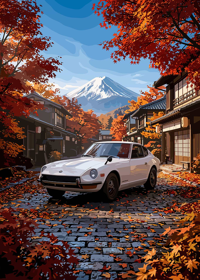 Datsun 240Z at Mount Fuji
