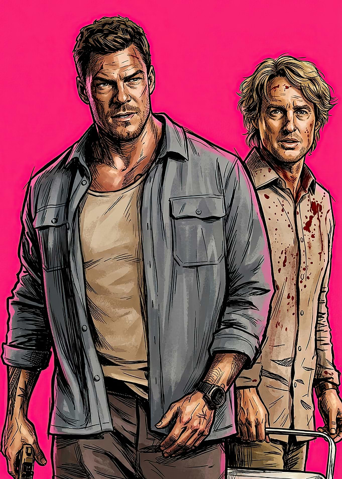 Alan Ritchson and Owen Wilson Illustration