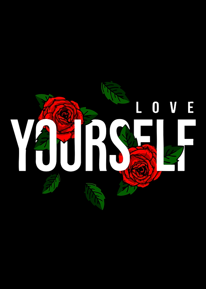 Love Yourself Floral Typography Design