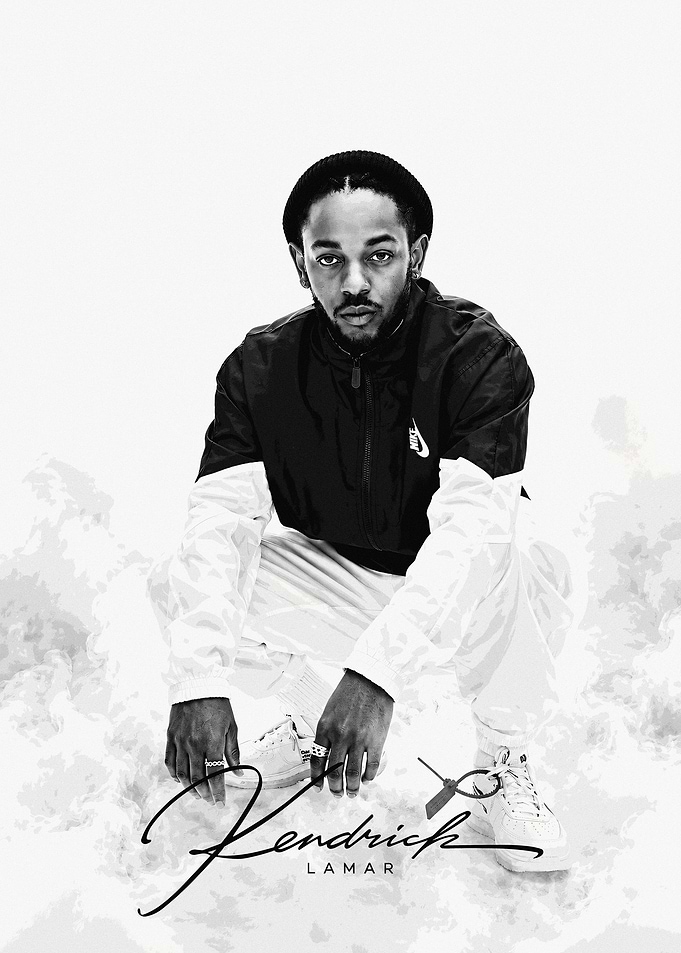 Kendrick Lamar Black and White Portrait