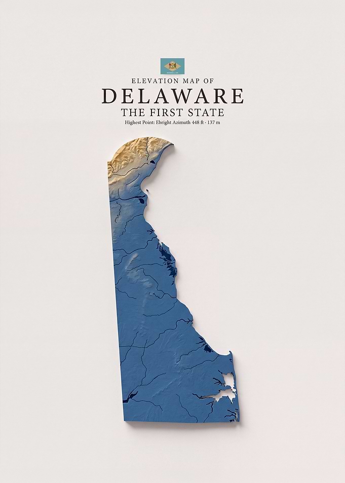 Elevation Map of Delaware