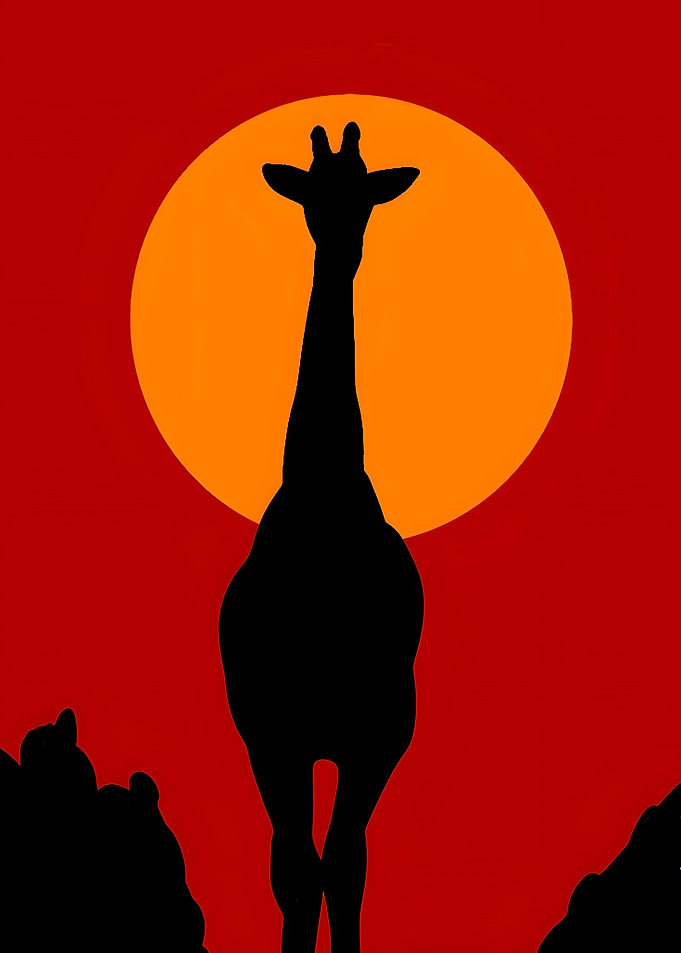 Giraffe Silhouette Against Sunset
