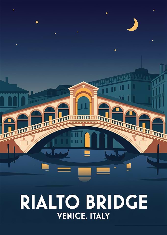 Rialto Bridge Venice Travel Poster