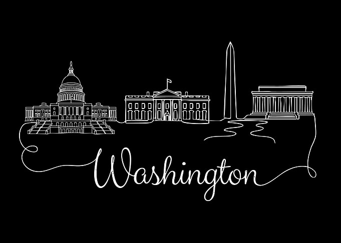 Washington DC Skyline Line Art