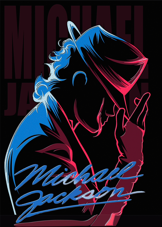 Michael Jackson Neon Silhouette Portrait