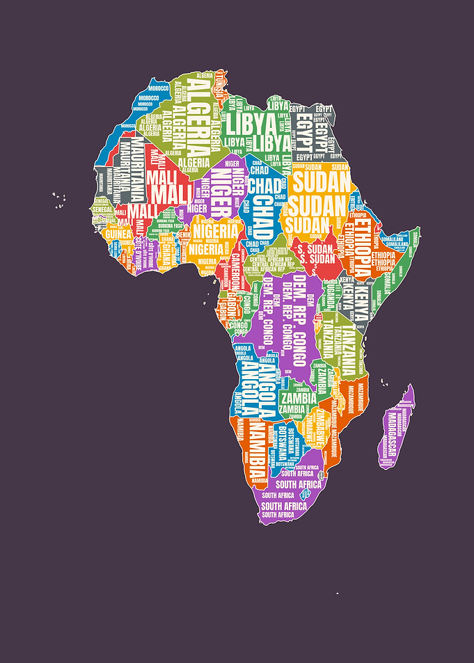 Colorful Typographic Map of Africa